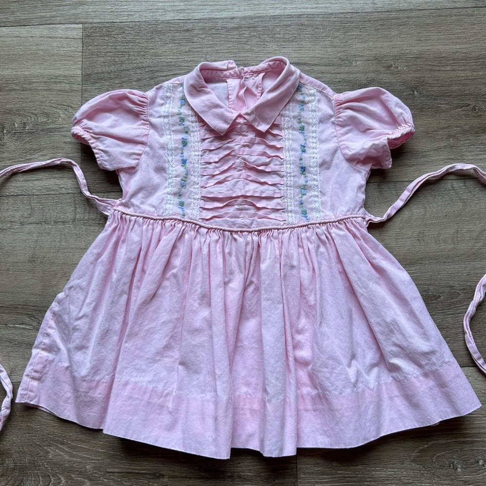 Vintage Pink Ruffled Baby Dress - Picture 1 of 3
